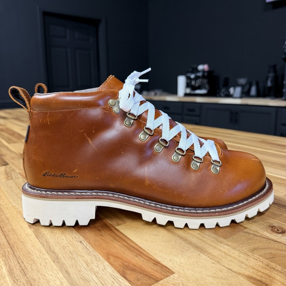 Eddie Bauer Women's Brown K6 Leather Waterproof Hiking Boots Sz 11 Vibram Sole
